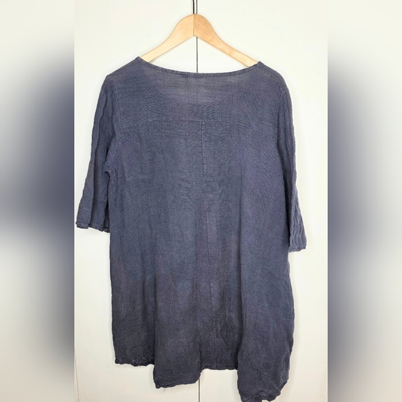 Made In Italy Linen/cotton Blend Blue Tunic With Pockets. MED. - Picture 7 of 10